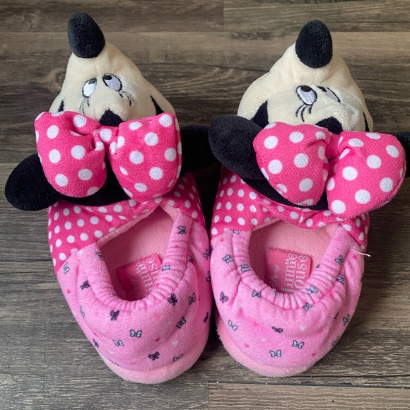 Disney Minnie Mouse Kids Slippers Size 9-10 - Picture 3 of 6
